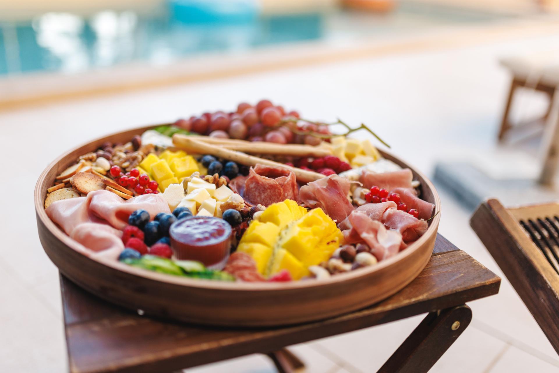 Colorful Charcuterie Board by the Poolside